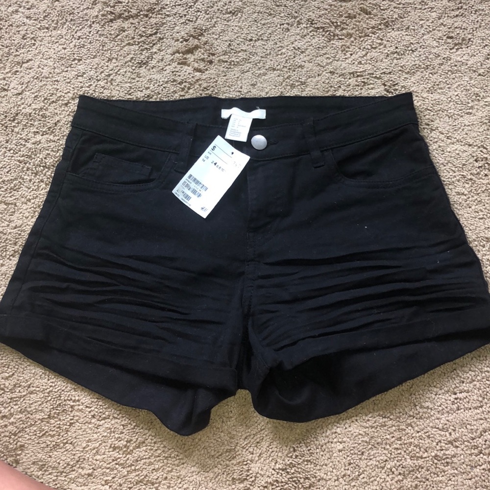 Black mid rise jean shorts